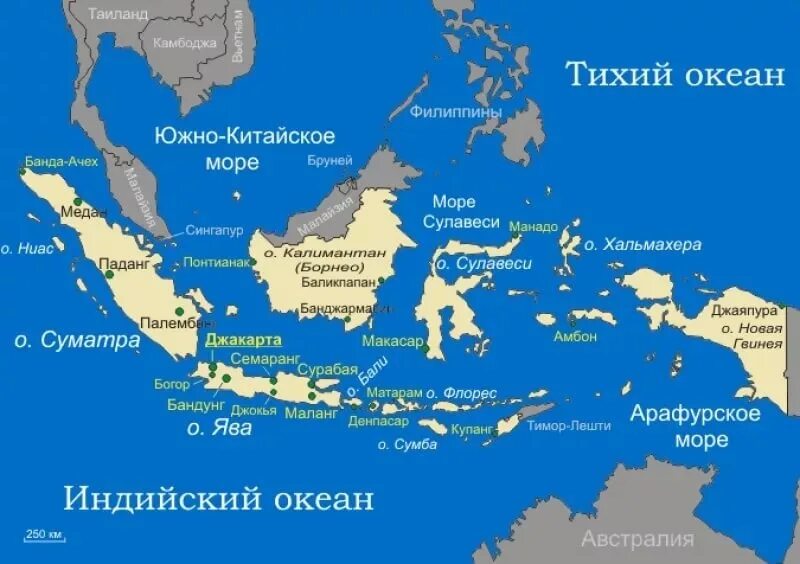 Большие зондские острова на карте евразии