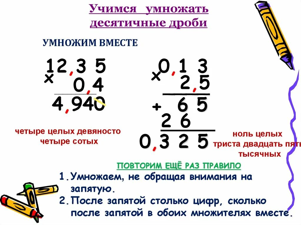 Как умножать десятичные дроби на целое. Правило умножения десятичных дробей 5. Правиорумножения десятичных дробей. Правила умножения дестичныхдробей. Правило умножения десятичных дробей 5 класс.