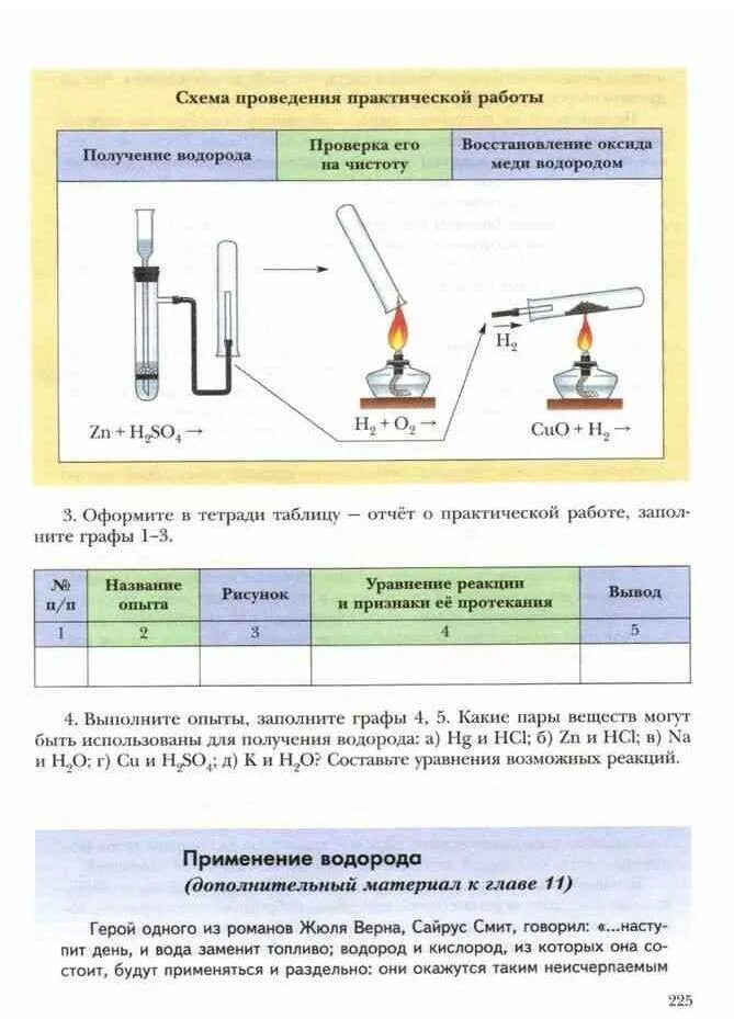 Получение водорода в лаборатории практическая работа. Практическая работа № 2 получение водорода и изучение его свойств. Практическая работа получение водорд. Таблица для практических работ по химии.