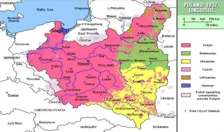 Карта земель польских