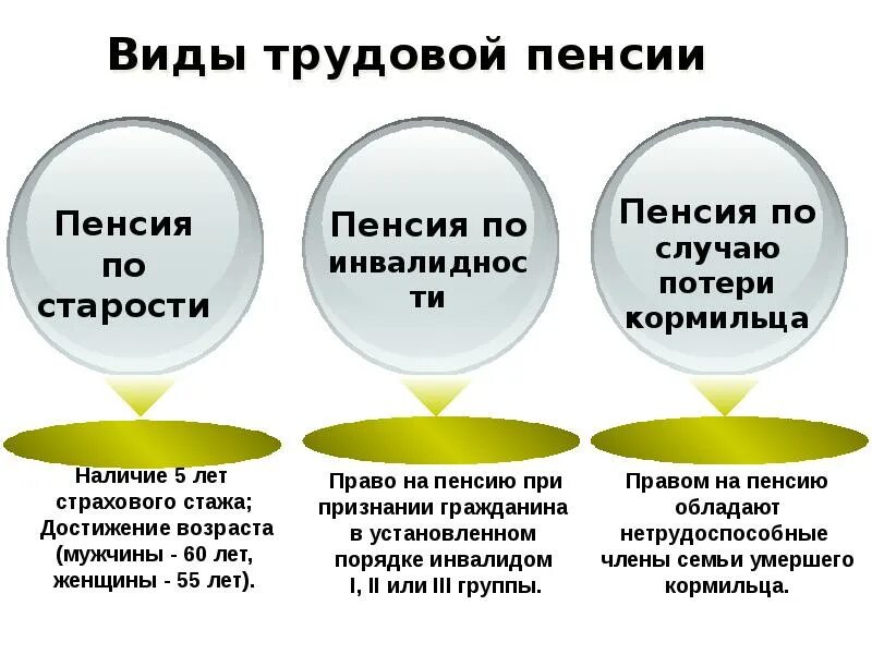 Понятие пенсии по государственному пенсионному обеспечению. Виды трудовых пенсий. Виды трудовых пенсий по старости. Трудовая пенсия: понятие и виды. Трудовая пенсия по случаю потери кормильца.