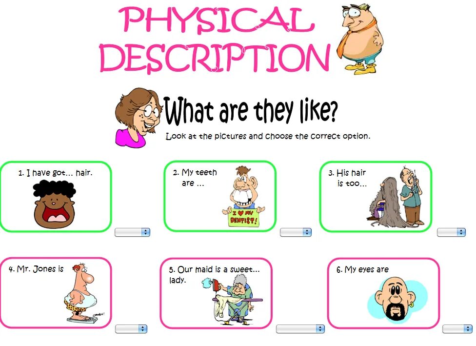 Physical description. Appearance description Vocabulary. Describe a person. Physical description Worksheets.