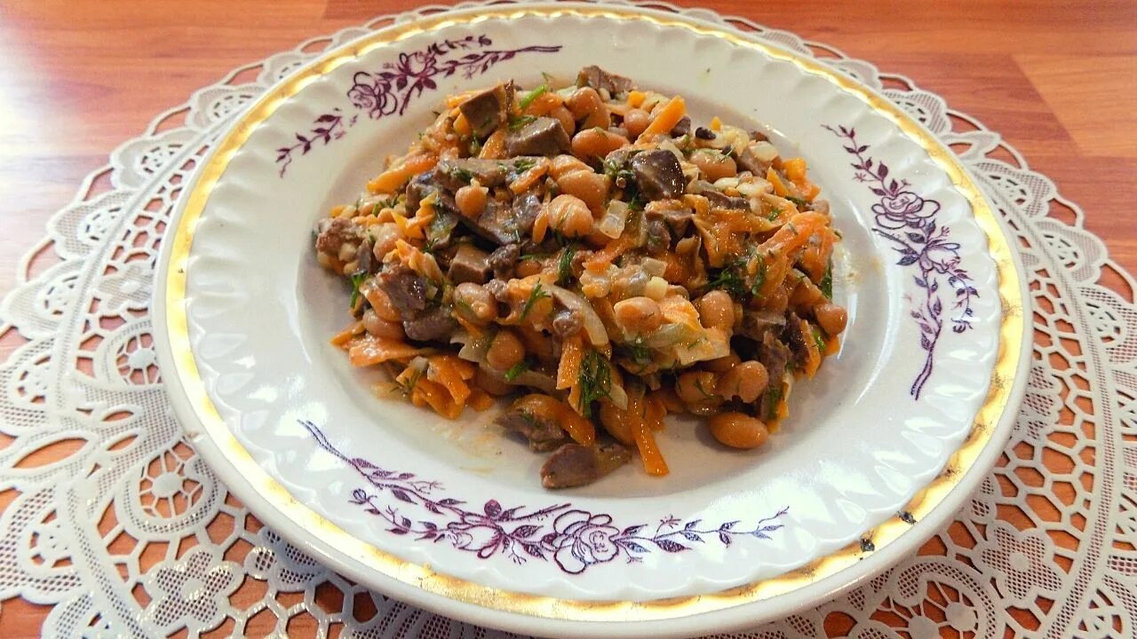 Салат из куриной печени с фасолью: 9 фото в рецепте