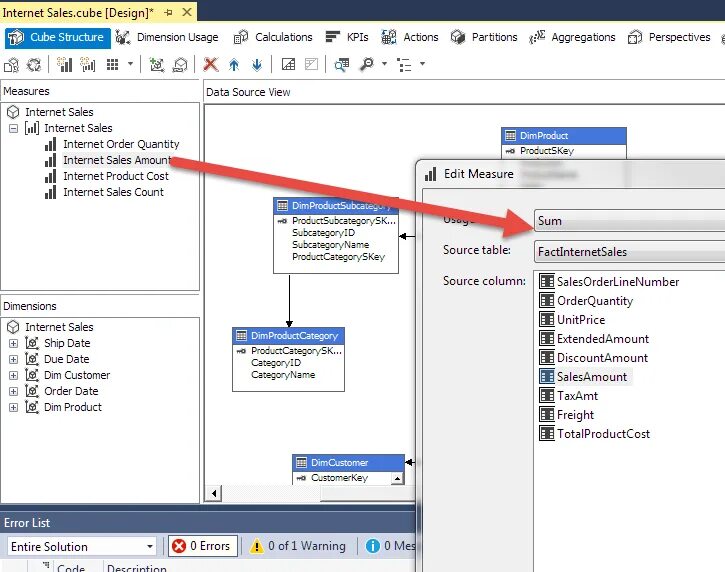Cube sql. Visual studio ssas cube designing calculations.