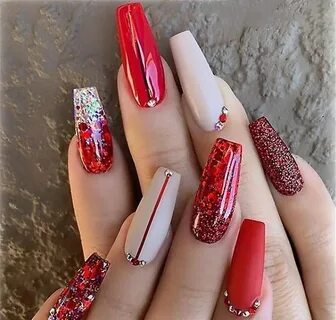 Дизайн ногтей длинные красные