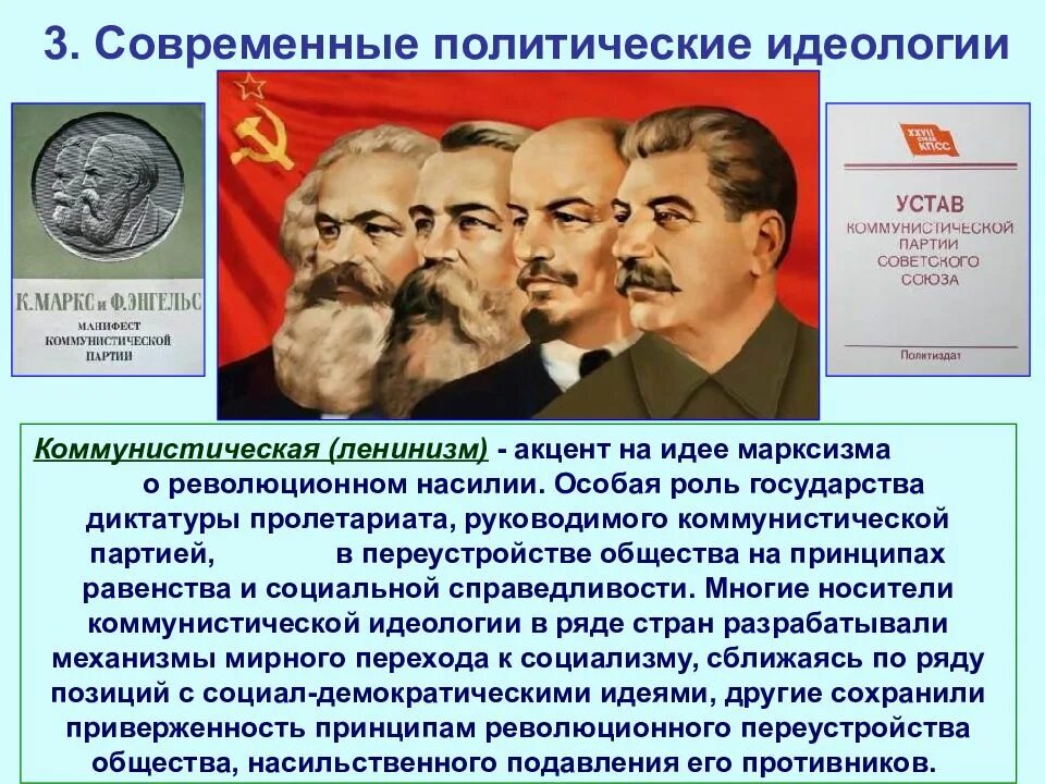Политические идеологии. Идеология марксизма ленинизма. Принципы марксизма ленинизма. Представители Коммунистической идеологии.
