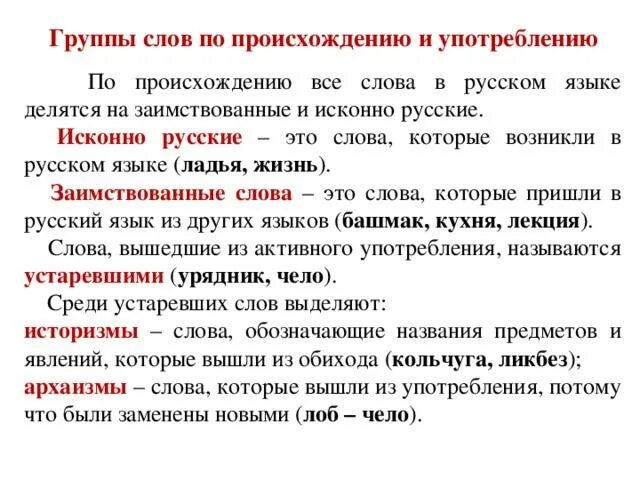 Группы слов по употреблению и происхождению и происхождению. Группы слов по проис хождени. На какие группы делятся слова по происхождению. Группы слов в русском языке по происхождению. Происхождения слова лексика