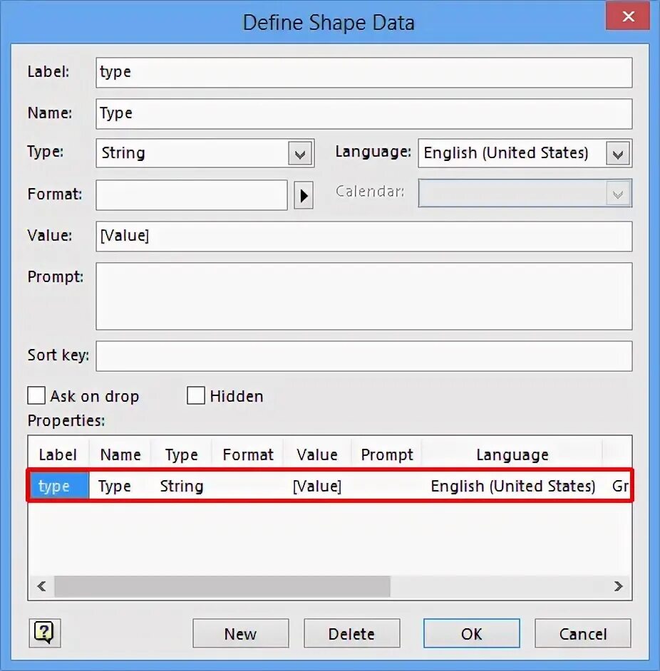 Data dialog. Data dialog