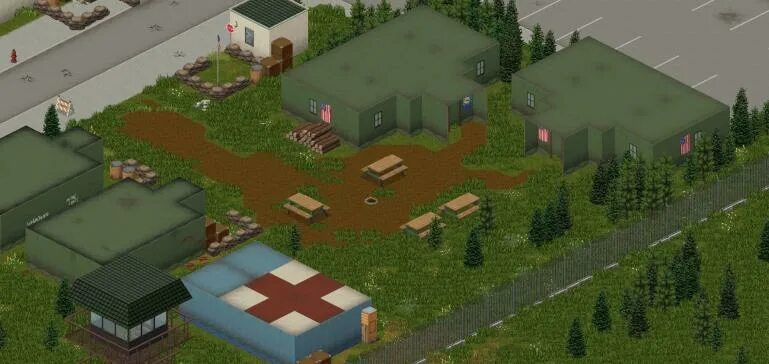 Мод на оптимизацию зомбоид. Project zomboid 2025. тюрьма роузвуда project zomboid. проджект зомбоид форт беннинг. военная база project zomboid 41.