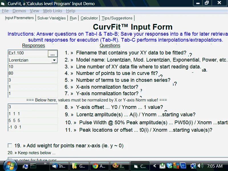 Программа input. Lorentzian function. Lorentzian Clasterisation. XNORM.