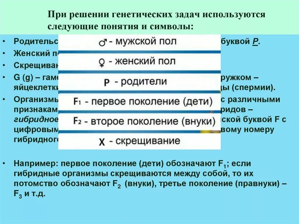 Символы генетики 10 класс. Обозначения для решения задач по генетике. Символы используемые в генетике. Обозначения в задачах по генетике. Генетика термины для задач.