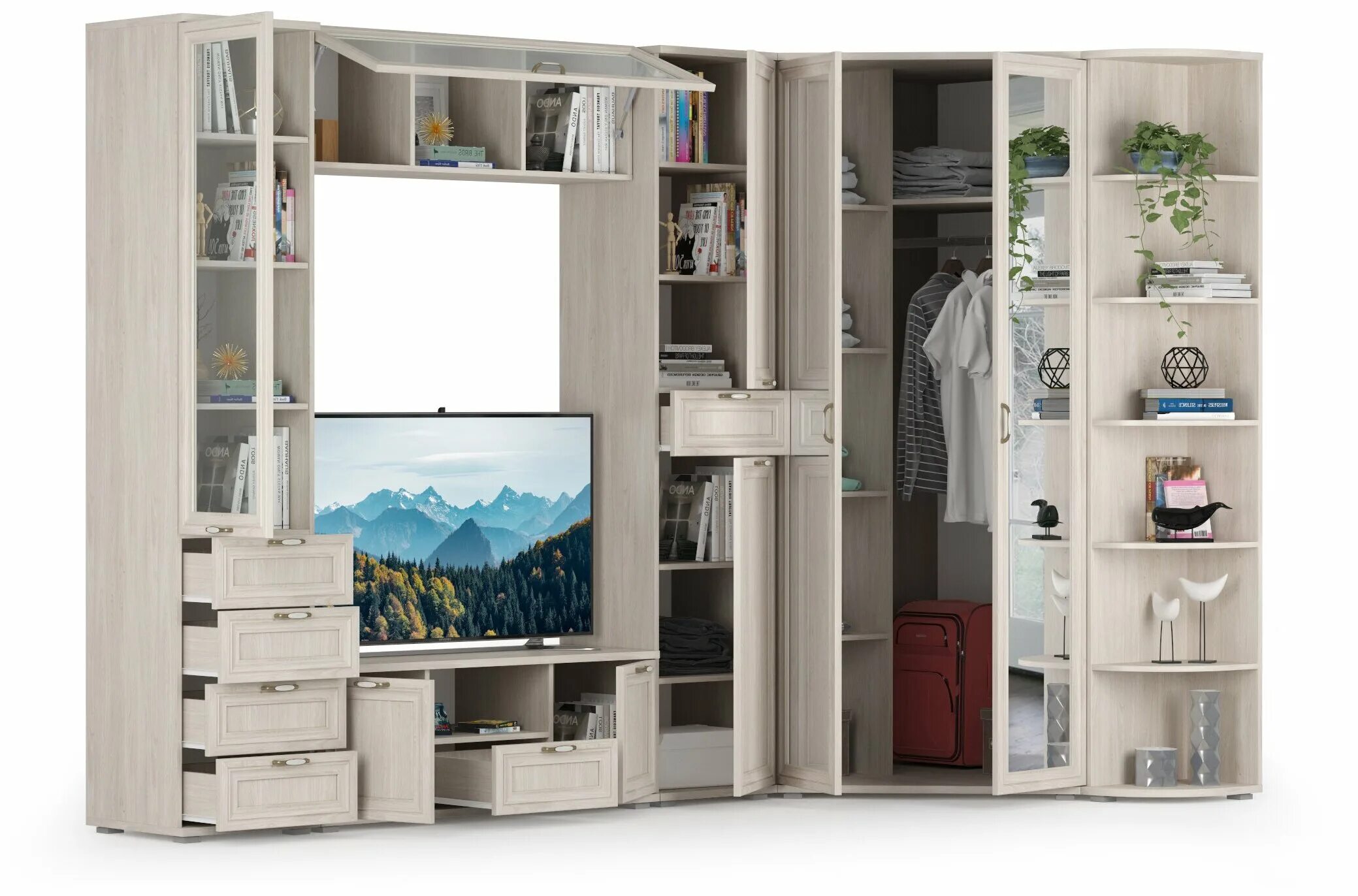 полки ясень анкор светлый. 9 исп. стеллаж бруно 90-50. шкаф полуоткрытый №1 ольга-13. стеллаж ясень анкор.