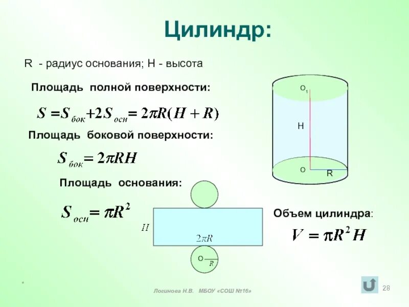 Как найти высоту если известен радиус