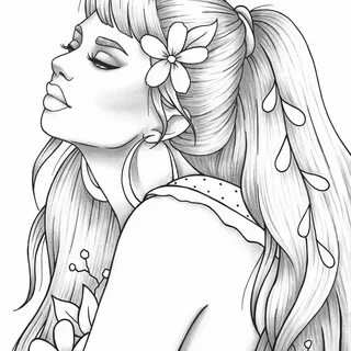 Girl with paper cup coloring page Royalty Free Vector Image