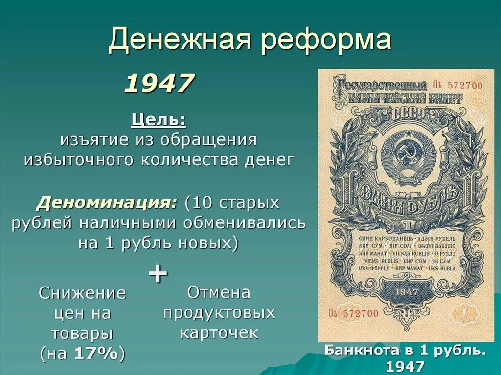 Условия денежной реформы. Денежная реформа 1947. Деньги после реформы 1947. Цель денежной реформы 1947. Денежные реформы советского периода.