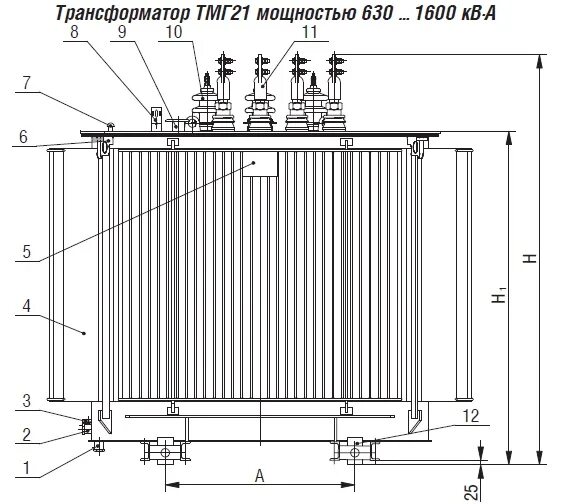 Трансформатор силовой ТМГ 1000. Трансформатор ТМГ 630 чертеж. Трехфазный силовой трансформатор 1600 КВА. Силовой масляный трансформатор 6кв конструкция.