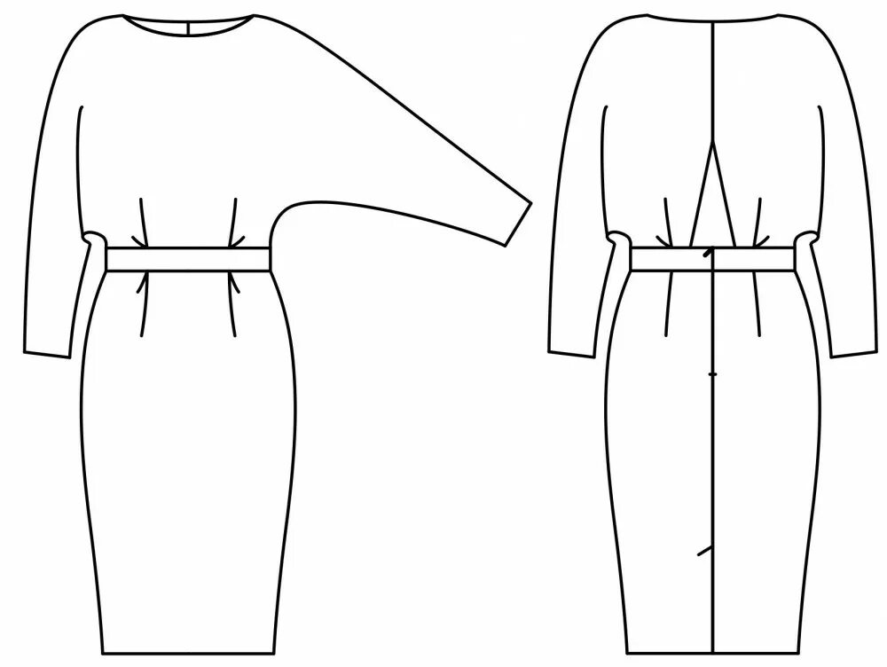 Модель изделия одежды. Технический эскиз платья с описанием. Стильное белое платье. Дизайнерская одежда. Моделирование прямого платья.