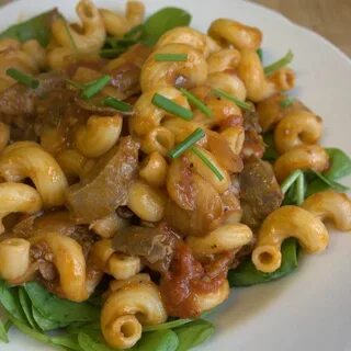 Макароны с куриной печенью