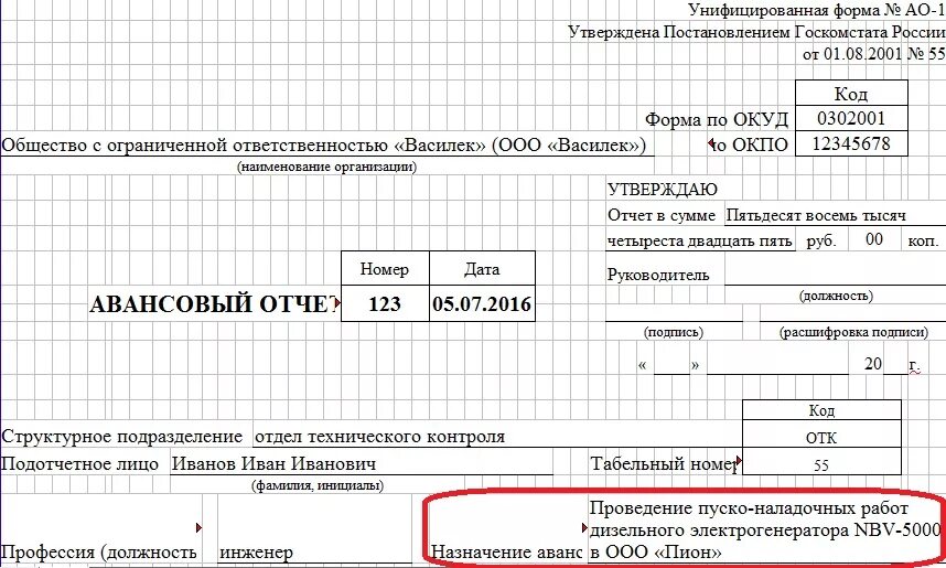 Авансовый отчет. Авансовый отчет образец. Форма ОКУД 0302001. Бланк "авансовый отчет".