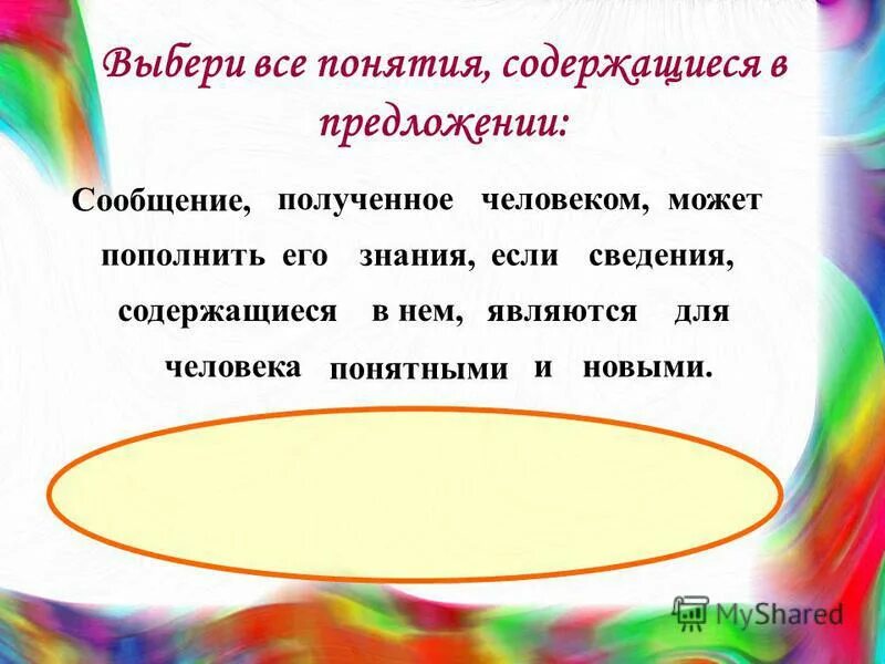 сообщение полученное человеком может пополнить его знания если. задание заполните пробелы в тексте.