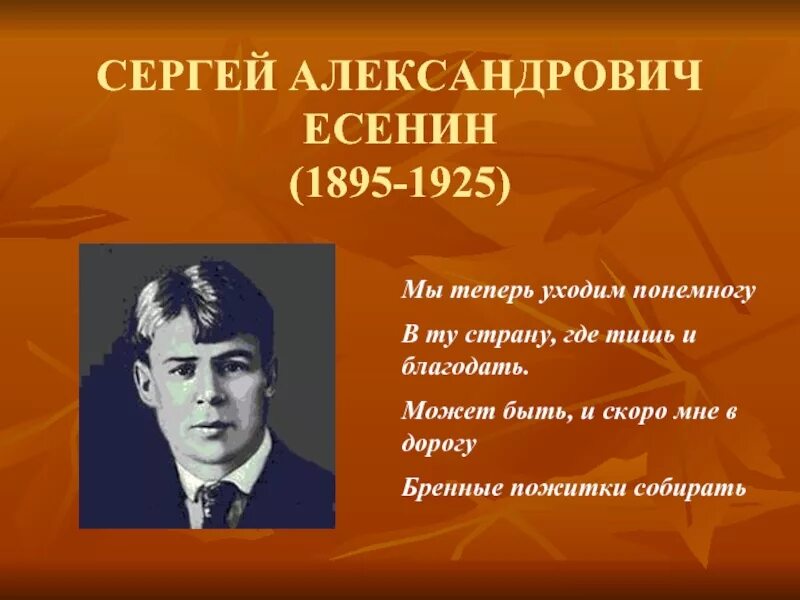 Мы теперь уходим понемногу в ту страну. Есенина мы теперь уходим понемногу. мы теперь уходим понемногу.
