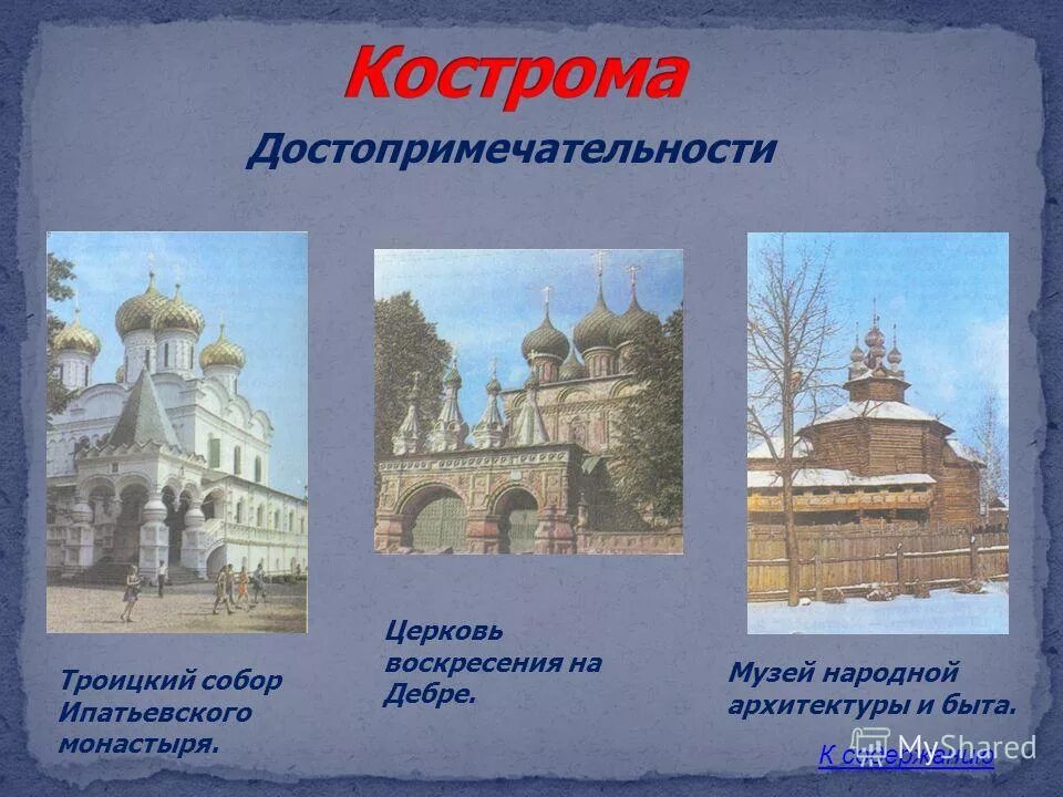 Достопримечательности костромы сообщение 3 класс