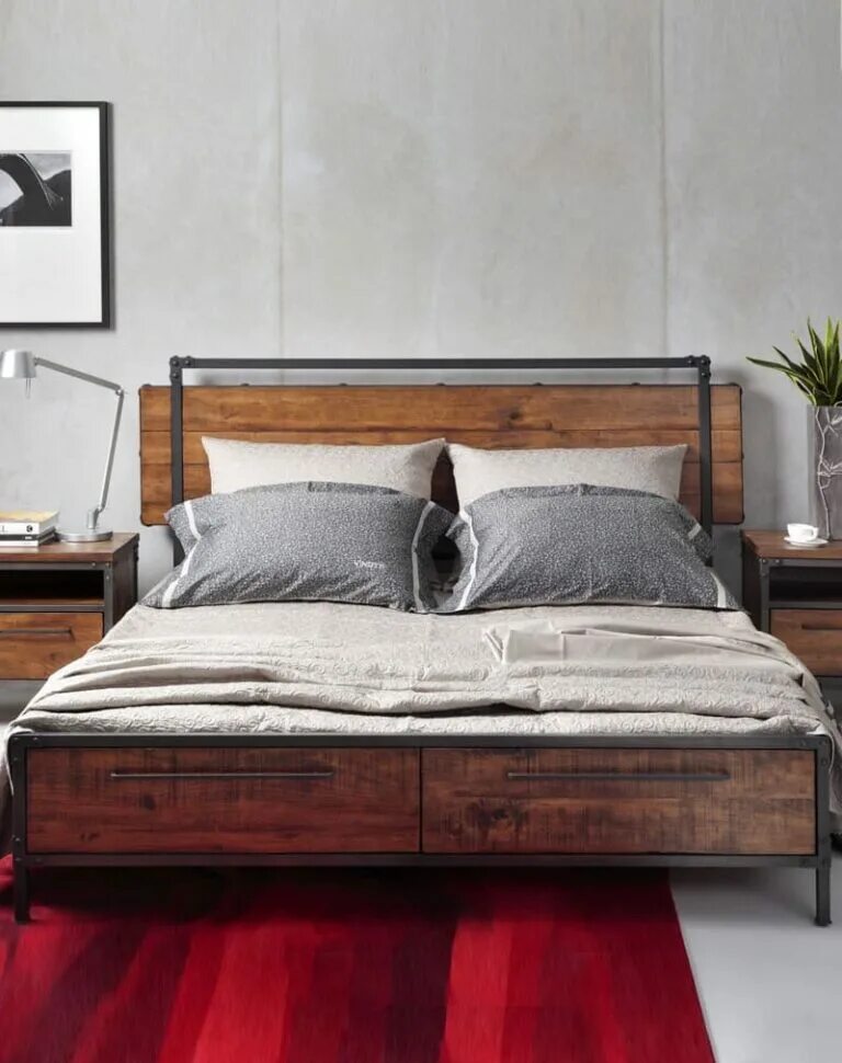 Кровать металлическая с деревом. Кровать лофт из дерева с ящиками. Кровать лофт с ящиками. Кровать из металла лофт с ящиками. Кровати в стиле лофт с выдвижными ящиками.