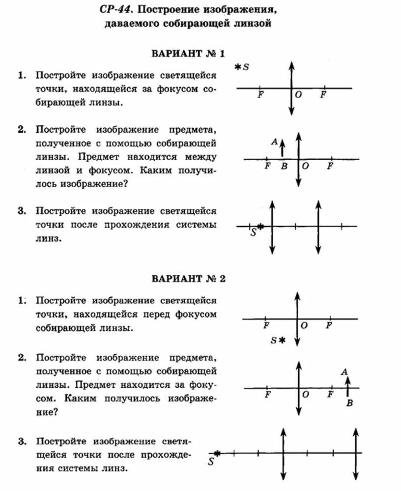 Построить изображение и дать его характеристику. Физика линзы построение изображения. Оптика линзы физика построение изображения. Построение изображения в линзах в физике 11 класс. Ср 44 построение изображения даваемого собирающей линзой.