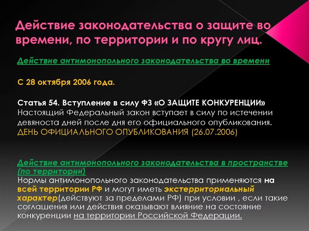 Действие законодательства по кругу лиц. Антимонопольное законодательство действия. Действующие законодательства. Действие антимонопольного законодательства во времени. Статья по кругу лиц