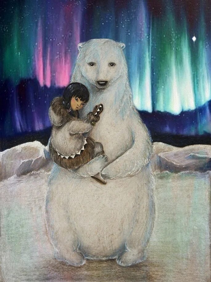 белый медведь и девочка. белый медведь и девочка. девочка с медвежонком. белый медведь и девочка. медведь и девушка арт.