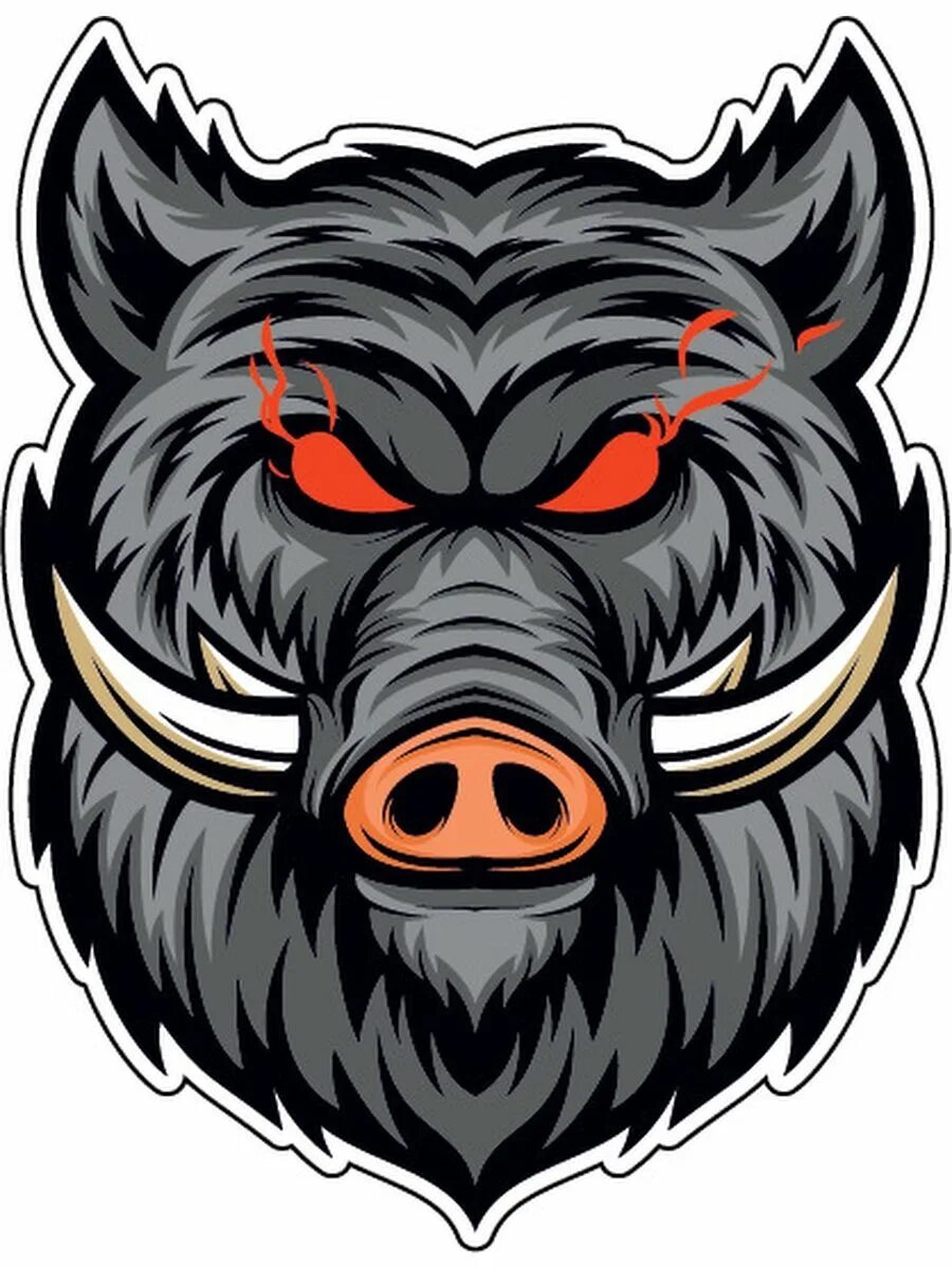 Кабан эмблема. Наклейка дикий кабан. Злой кабан. Морда кабана. Векторное изображение кабана.