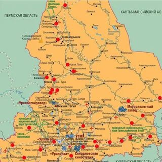 Географическая карта свердловской области подробная