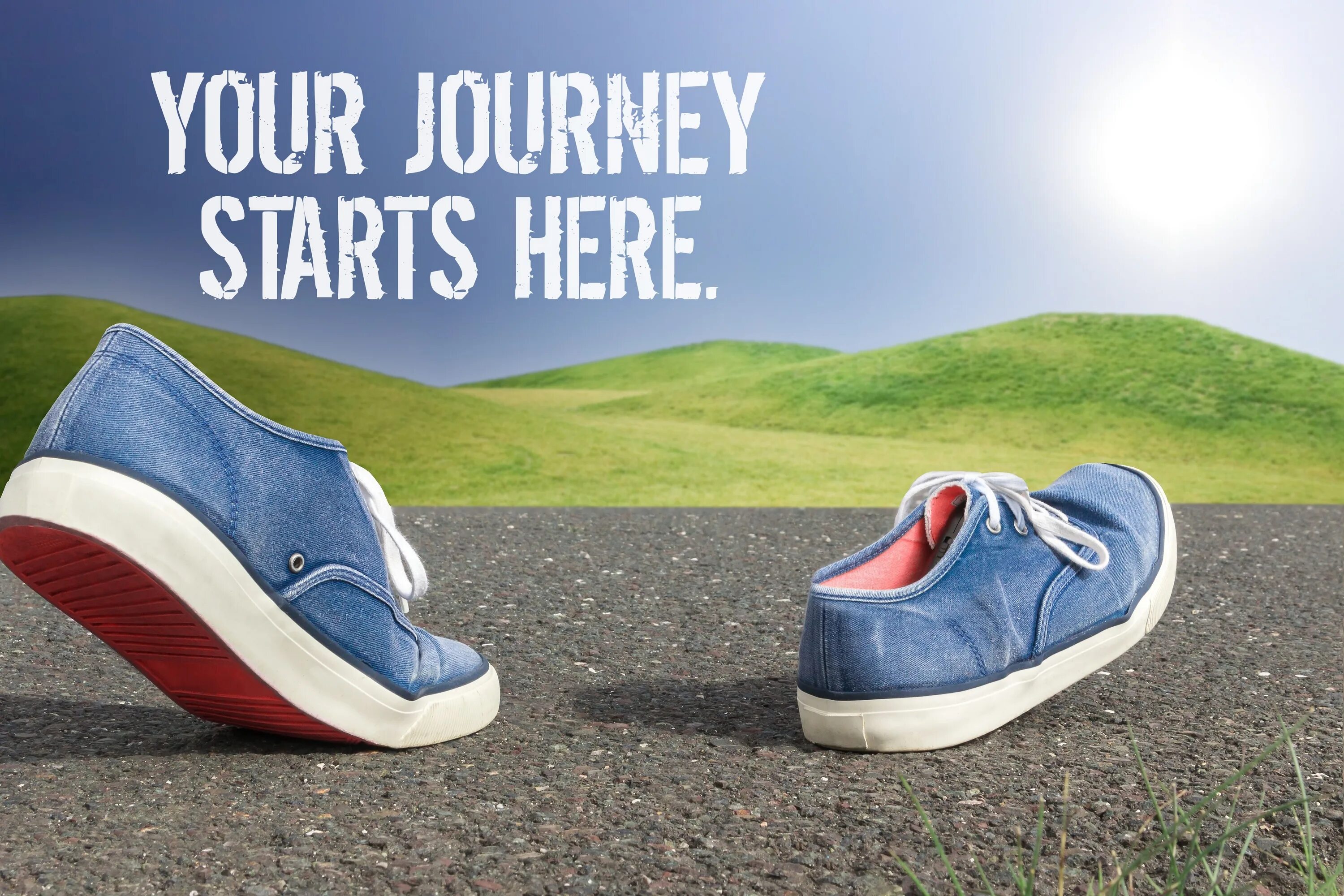 Journey starts. Weg. путешествие начинается картинка. schieben. the fun starts here.