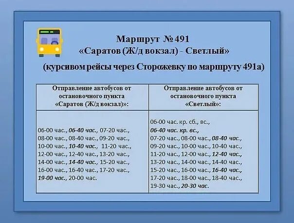 Саратов светлый автобус 491 расписание на сегодня