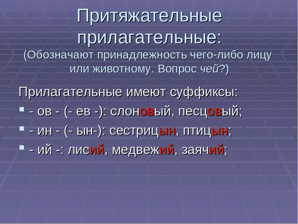 Какое определение у прилагательного. Притягательныеприлагательные. Притяжательные прилагательные. Притяжатнльные прилогат. Притяжательные прилагатель.