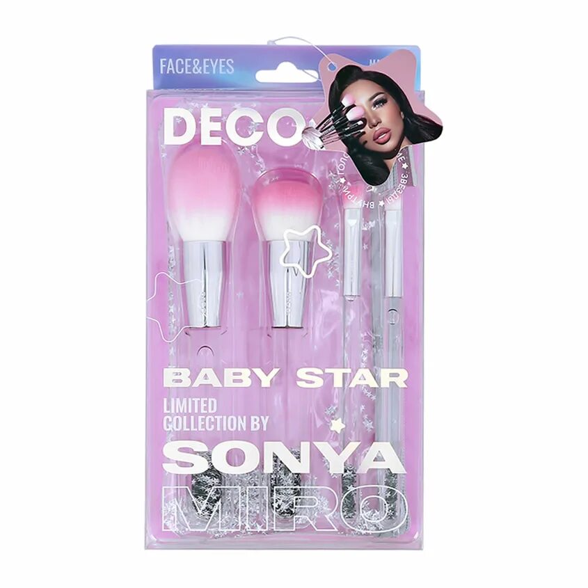 Deco макияж. Набор кистей для макияжа deco baby star by sonya miro в чехле 4 шт. комплект декос. набор кистей для макияжа deco. sun kissed в чехле 4 шт.