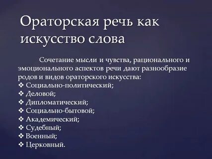 Типы ораторских речей