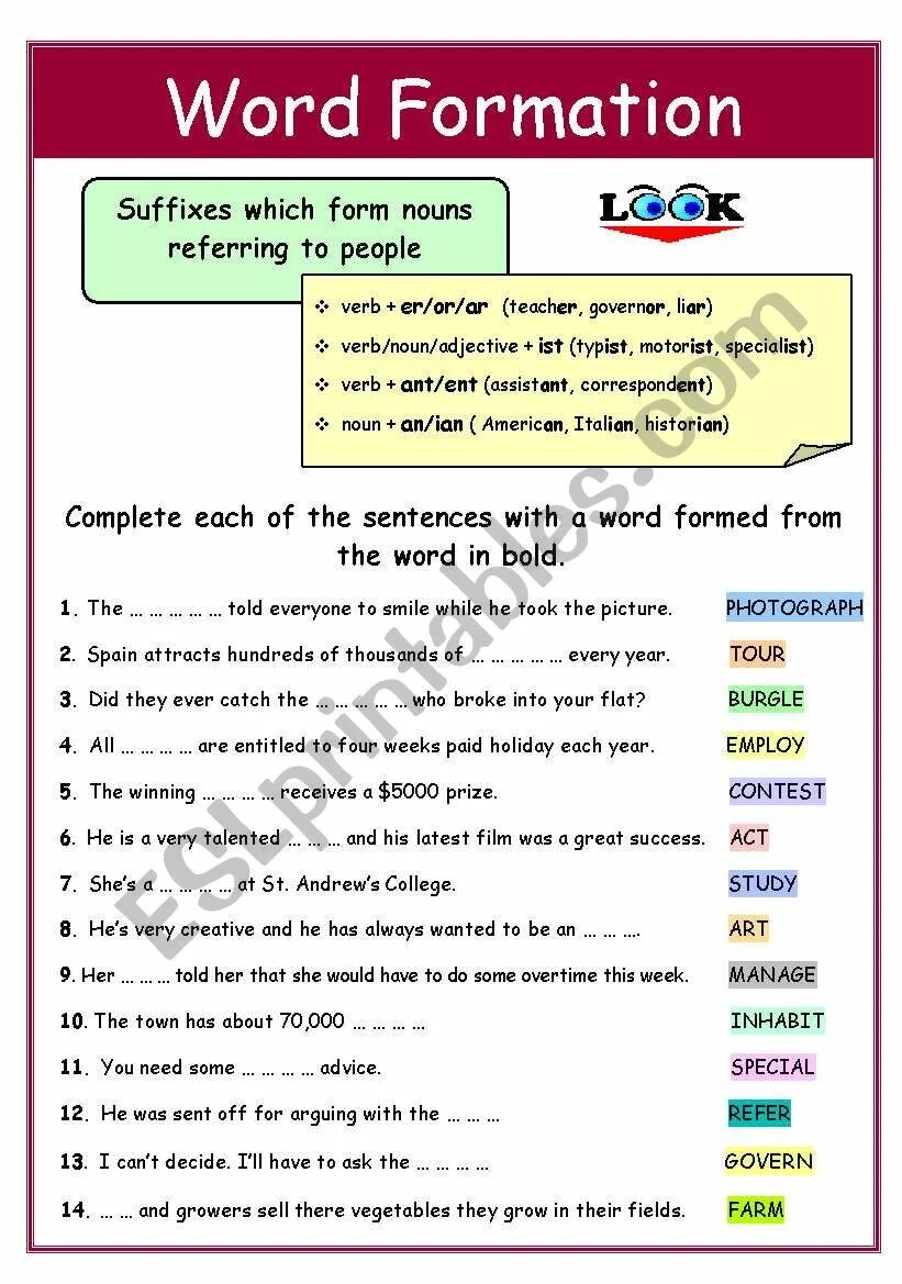 Form nouns from the words in bold. Word formation. Word formation Nouns. Word formation suffixes. Word formation adjectives.