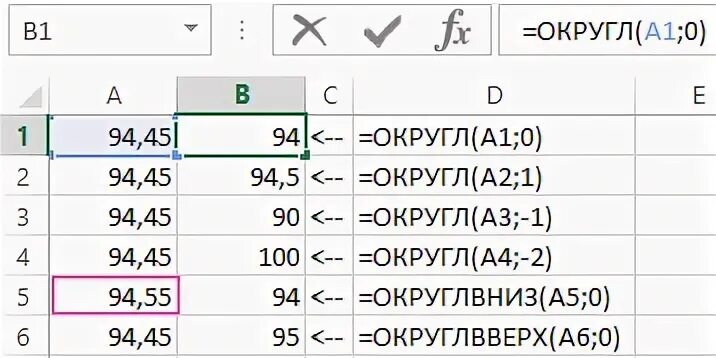 Функция округл