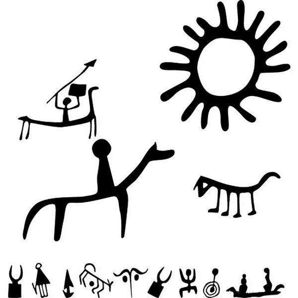 Первобытный знак. Наскальные символы, надписи древних людей. Наскальные изображения петроглифы. Наскальная живопись первобытных людей вектор. Древний символ солнца Петроглиф.