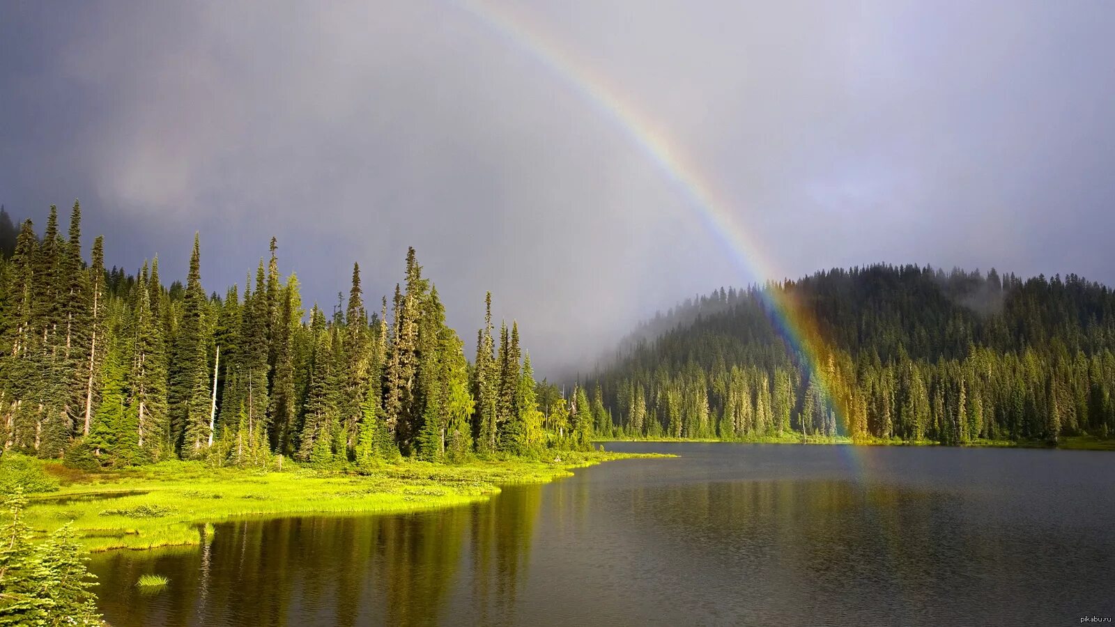 Радуга в небе после дождя река времени. Тайга Радужное озеро. Природа озеро с радугой. Радуга в лесу. Радуга над лесом.