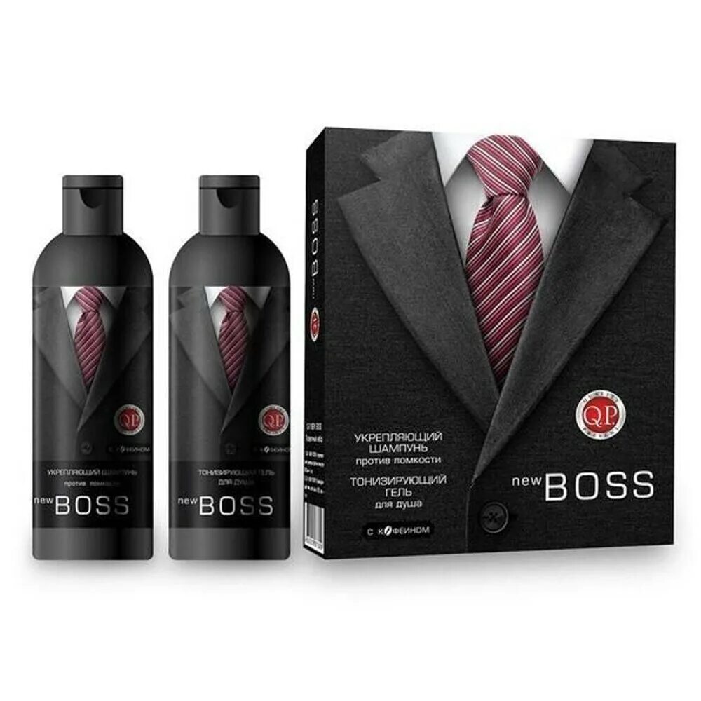 Набор boss. Q.P. пн №1114 New Boss (шампунь+гель д\душа). Набор подарочный q.p. №1114 New Boss. Q.P. New Boss №1114 (укрепляющий шампунь 250мл + тонизирующий гель д/душа 250мл). Q.P. набор New Boss.