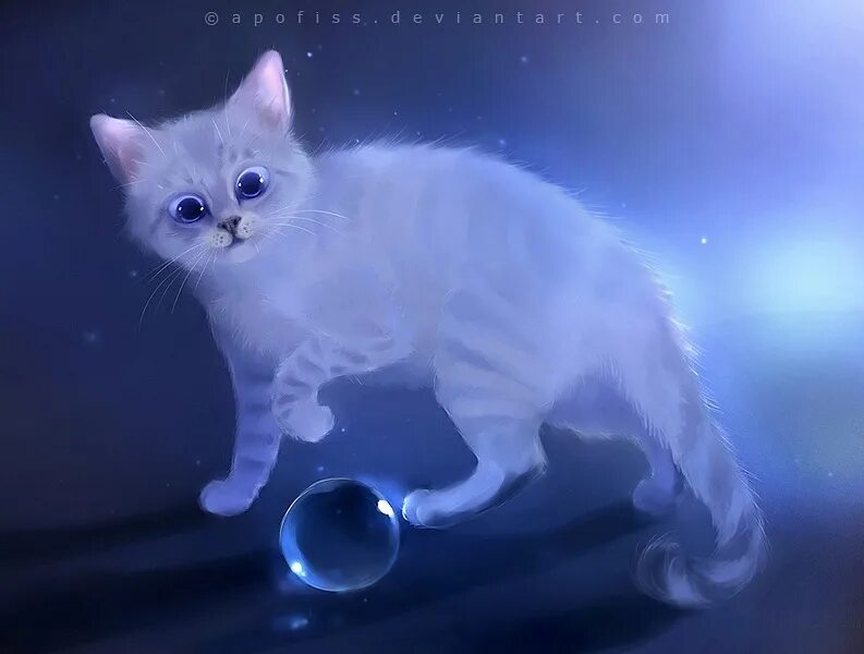 Котэ и синий. Apofiss кошки. Ледяная кошка. Голубая кошка фэнтези. Арты котят.
