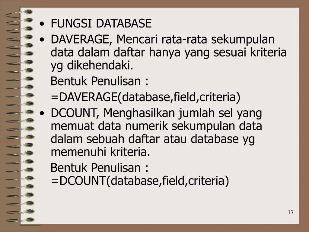 Database field. Dcount пример. Database fields