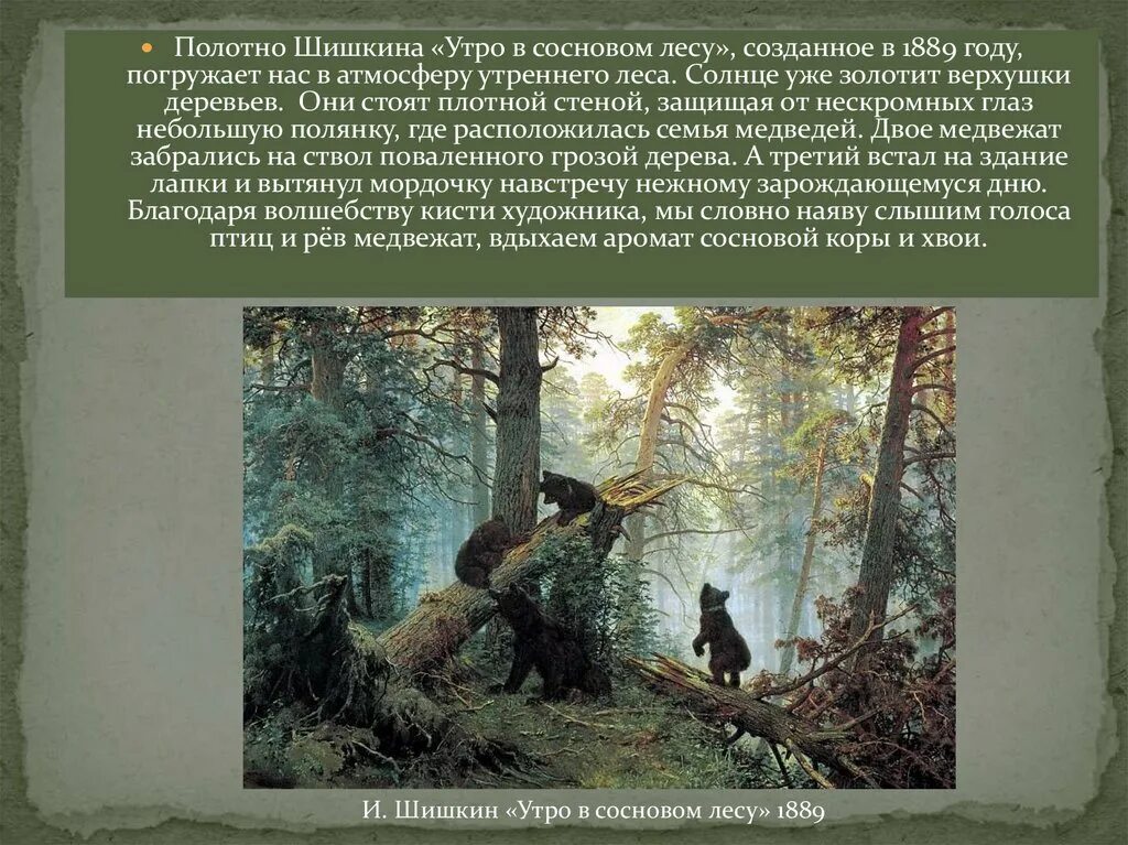 Краткое описание картины утро в сосновом. Шишкин утро в Сосновом лесу. Шишкин утро в Сосновом лесу картина.