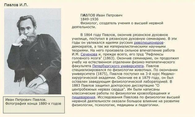 Поступи павлова. Ивана Петровича Павлова(1849 – 1936). Павлов ученый достижения.