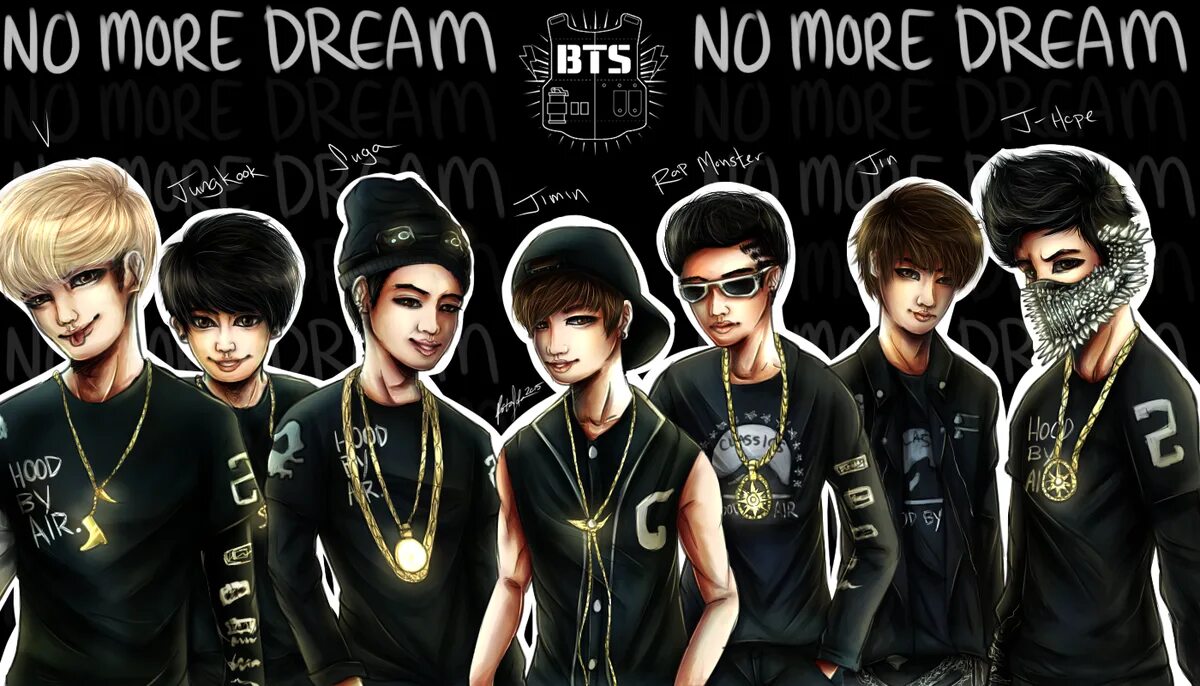 No more doubts. Группа бтс аниме и охранники. бтс no more dream 2025. намджун no more dream. bts эра no more dream.