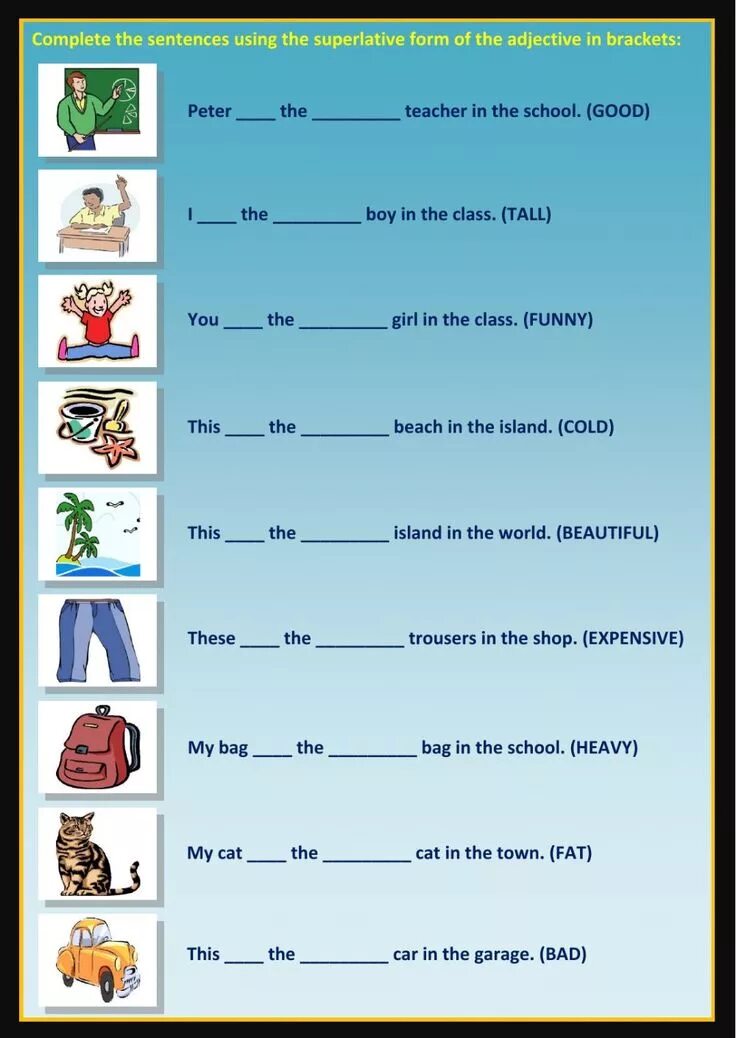 Сравнительные прилагательные в английском языке Worksheets. Степени сравнения прилагательных в английском языке Worksheets. Superlative adjectives упражнения. Comparatives задания. Comparatives esl