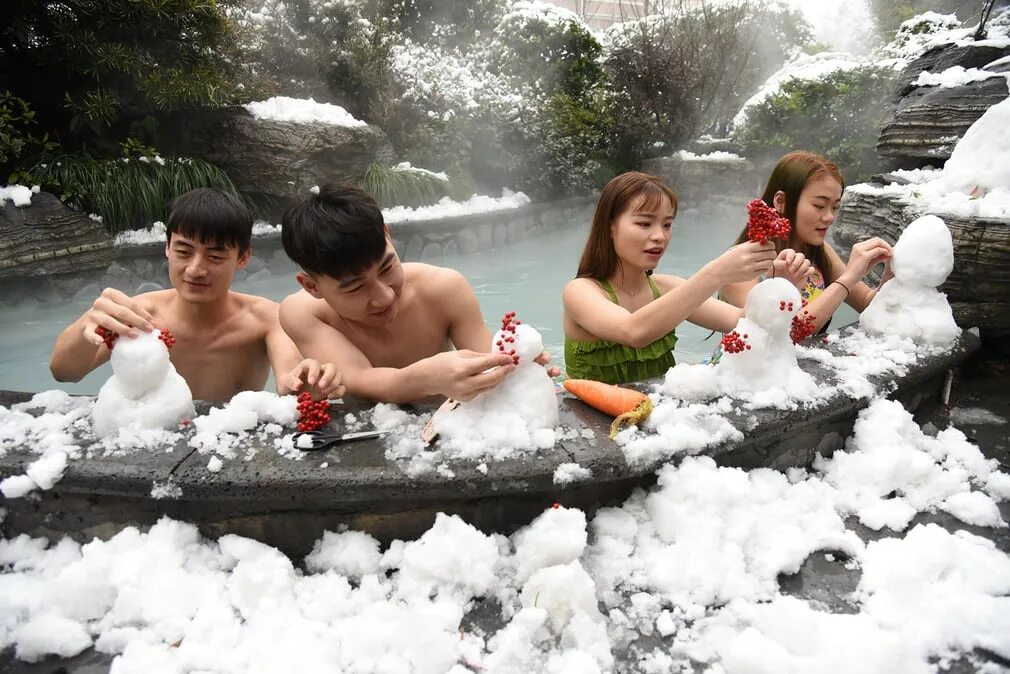 Man hot spring travel