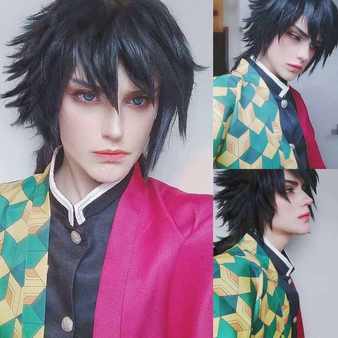 Парик Томиока Гию. Томиока косплеер. Tomioka Giyuu Cosplay. Giyuu Tomioka косплей.